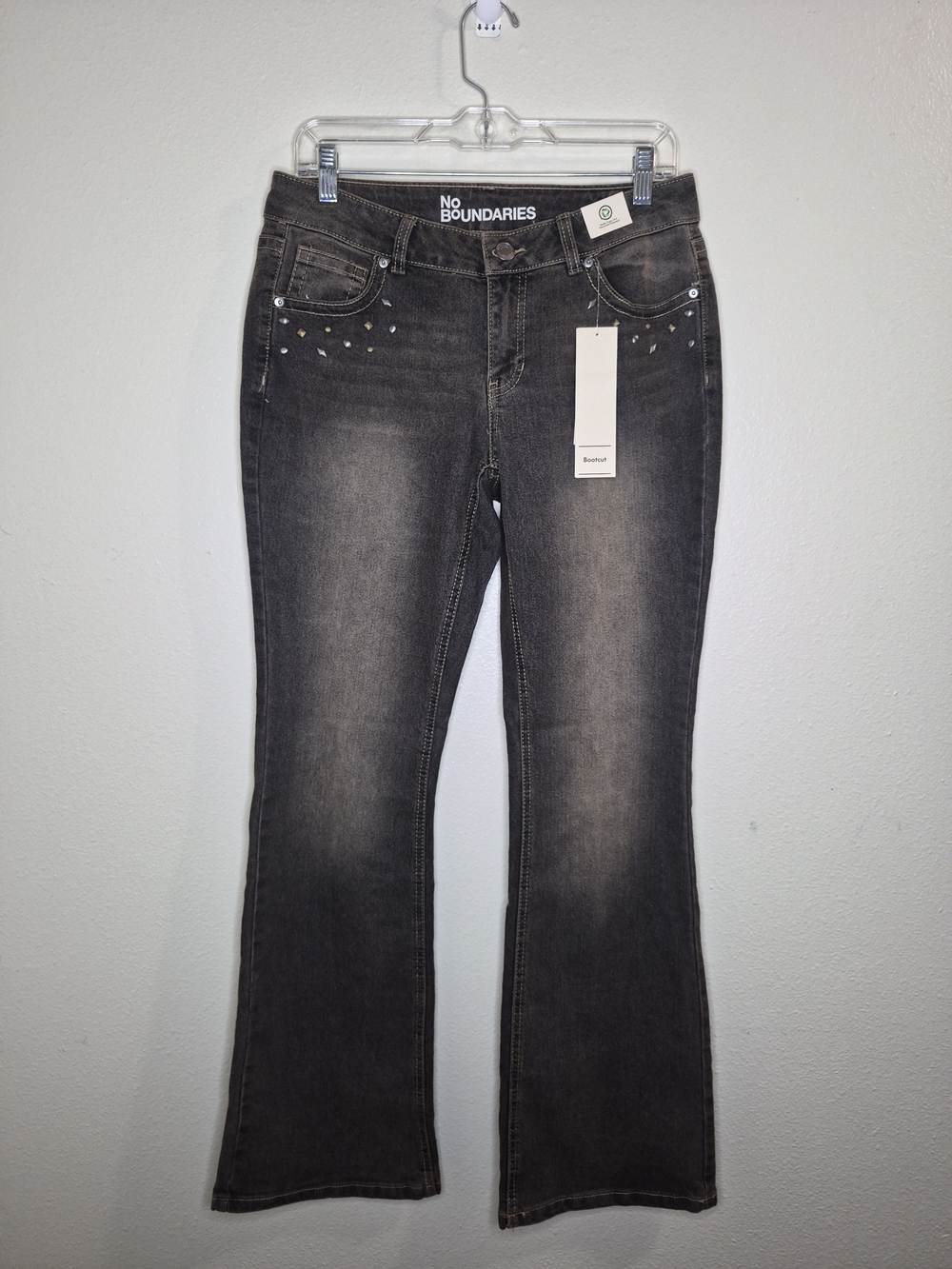 Mid-Rise Black Faded Flare Jeans - Women